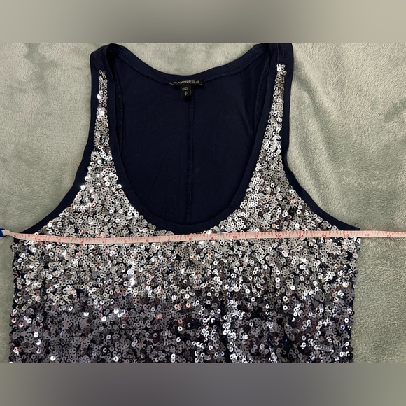 EXPRESS Navy Blue Sequin Tank Sz S - Picture 4 of 6